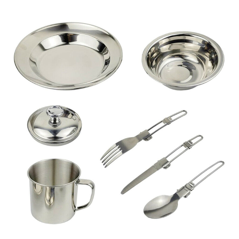 1 Set Portable Tableware With  Fork Spoon Camping BBQ Travel Hiking