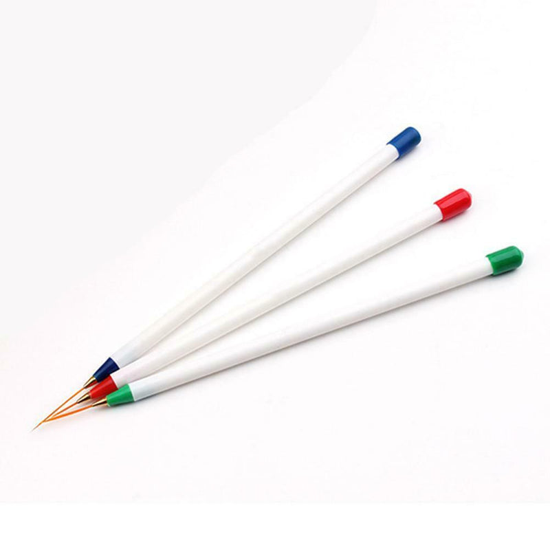 3pcs/Set White Handle Nail Manicure Pen Superfine Painting Brush Tool