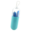 Collapsible Silicone Straw Reusable Folding Drinking Straw Blue Straight_B