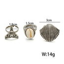 3 Pcs/Set Women Carved Sea Shell Ring Set Knuckle Rings Boho Beach Jewelry  D9Y6