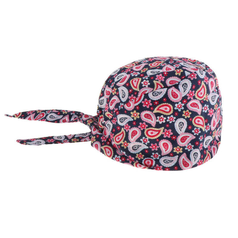 4x Adjustable Patterned Doctor Scrub Cap Beanie Cap Chemo Cap for Ponytail