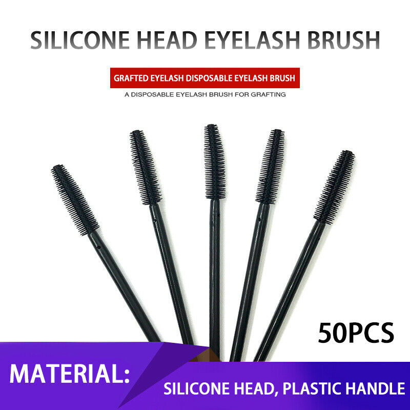 50Pcs Makeup Disposable Rotate Eyelash Brow Oblique Design Brush Cosmetic Tools