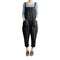 Casual Women Solid Color Strappy Pocket Loose Harem Jumpsuit Black S J6E4