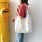 Flower Summer Women Canvas Handbags Casual Shoulder Bag Large Tote (White) A#S