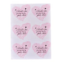 Pink Heart-shaped For Thank You Packaging  Stickers Stickers for Wedding JR
