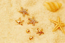 3pairs/bag Bright Starfish Shaped Earrings For Women Ear Stud Earings Jewelry 3C