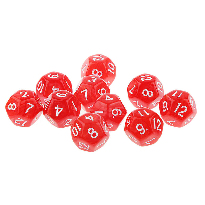 20 Pieces Acrylic Gem Polyhedral Dice Set Colored 12-Sided Game Dice Set 1cm