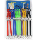 12 Mixed Keyring Spiral Plastic Key Chain Stretchable String Key Clip Holder