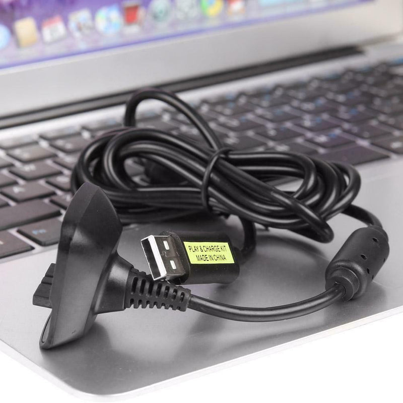 1.8m USB Charging Cable for Xbox 360 Controller Play and Charge Cord (Black