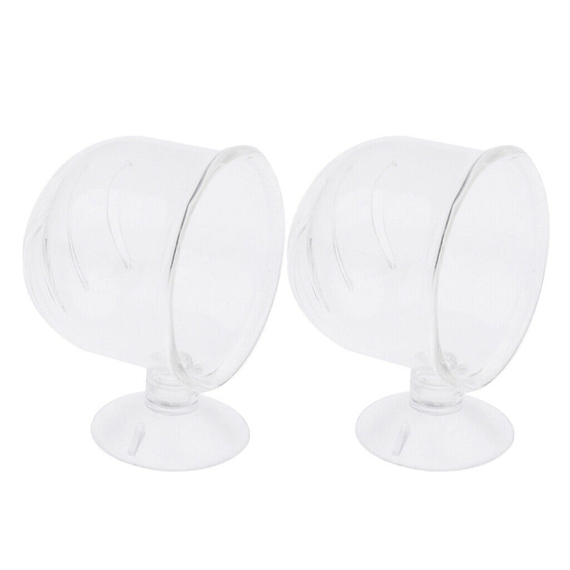 2x Glass Feeding Cup Fish Feeder Shrimp Red Worms Food for Aquarium Seam