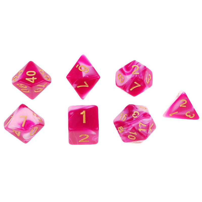 7pcs Acrylic Polyhedral Dice Set RPG Dice Set D4 D6 D8 D10 D12 D20 for DND B