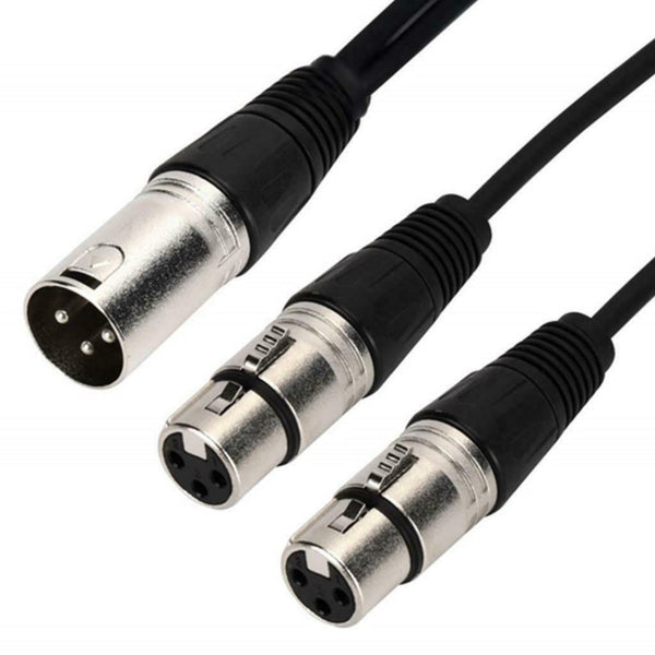 Microphone Plug Cable 3pin XLR Male To Dual 2 XLR Female Socket Y Splitter Cable