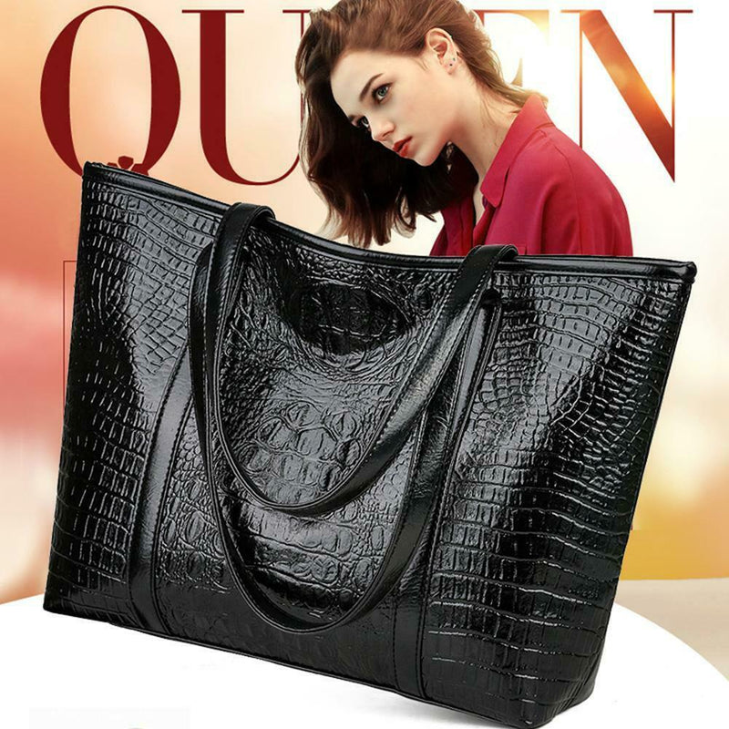 Retro Crocodile Leather Women Handbag Large Capacity Shoulder Shopping Bag