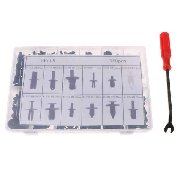 350x Plastic Rivet Fasteners Push Rivet Retainer Motorcycle & 1x Screwdriver