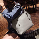 4pcs/set Solid Color Totes Women Leather Shoulder Card Bags Clutch (Grey)