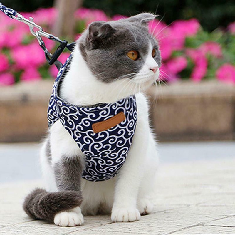 Japanese Style Pet Dog Harness Vest Outdoor Walking Leash Set (Blue S) A