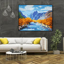 Painting By Numbers Kit DIY River Mountain Canvas Oil Art Picture Craft A