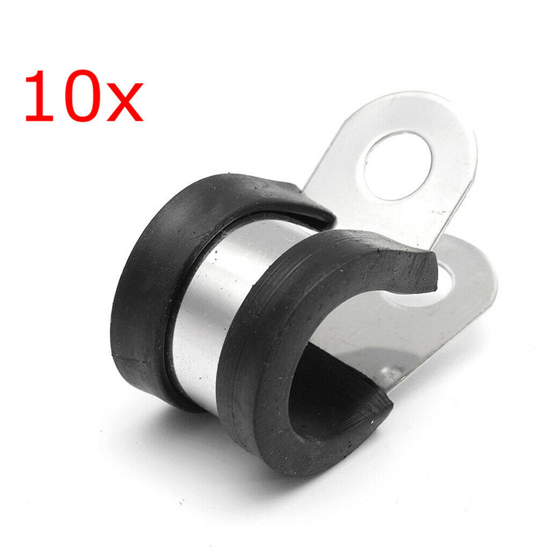 10Pcs Insulated 13mm 1/2" P Tube Clips Hose Pipe Line Clamp P Type 13x36mm