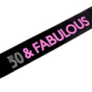 50th Birthday Sash 50 & FABULOUS  Satin Sashes Birthday Party Decor LJ