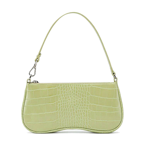 Solid Casual Zipper Handbags Tote Women Retro Alligator PU Shoulder Underarm Bag