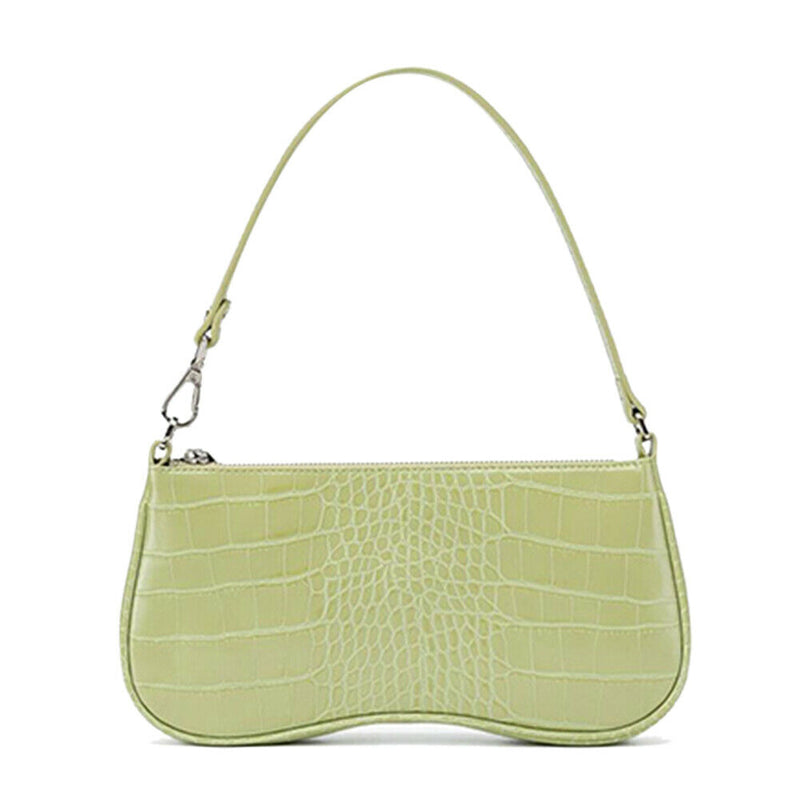 Solid Casual Zipper Handbags Tote Women Retro Alligator PU Shoulder Underarm Bag