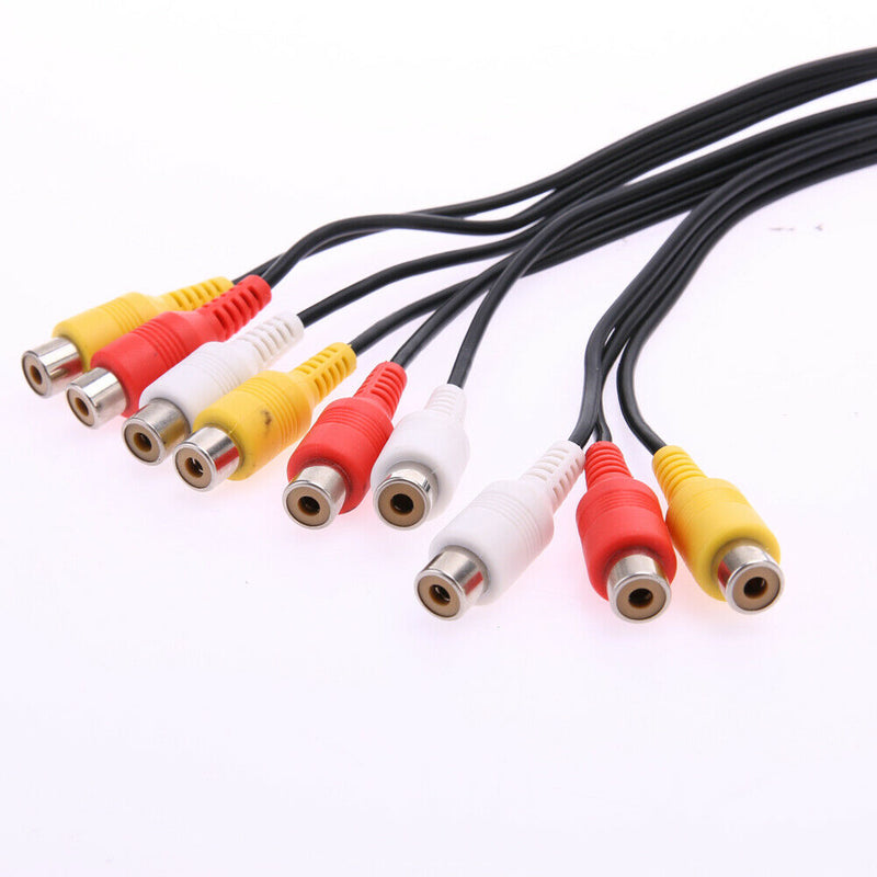 3 RCA Male to 9 RCA Female Composite Audio Video AV Cable Splitter for DVD