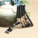 Black Stone Buddhist 108 Prayer Mala Bead Necklace Bracelet Tiger Eye Agate 6mm