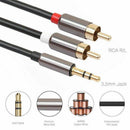 Black 3.5mm Male Jack to 2 RCA Male AUX Stereo Analog Audio Y Adapter Cable Cord