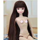 1/6 Female Action Figures BJD Head Sculpt Coffee Hair for DOD SD DD Custom