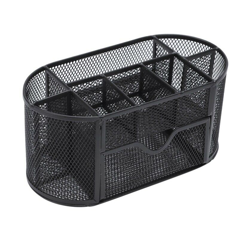 Multifunctional 9 Components Table Metal Desktop Storage Box (Black) J8N7