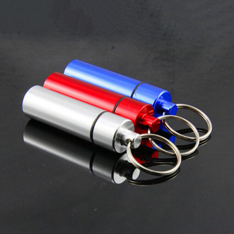 Waterproof Aluminum Medicine Pill Box Case Bottle Holder Container Keychain  Bj
