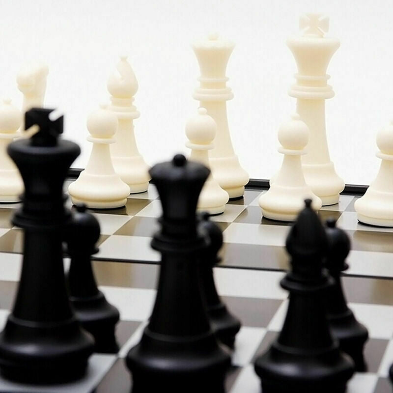 folding Magnetic chess board portable set with pieces camping games sport N9B4