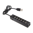 7 Port USB 2.0 Hub High-Speed Data Ports Splitter AC Power Adapter Black