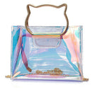 Cat ear pattern Trendy jelly sling bag metal chain single`strap bag summer style