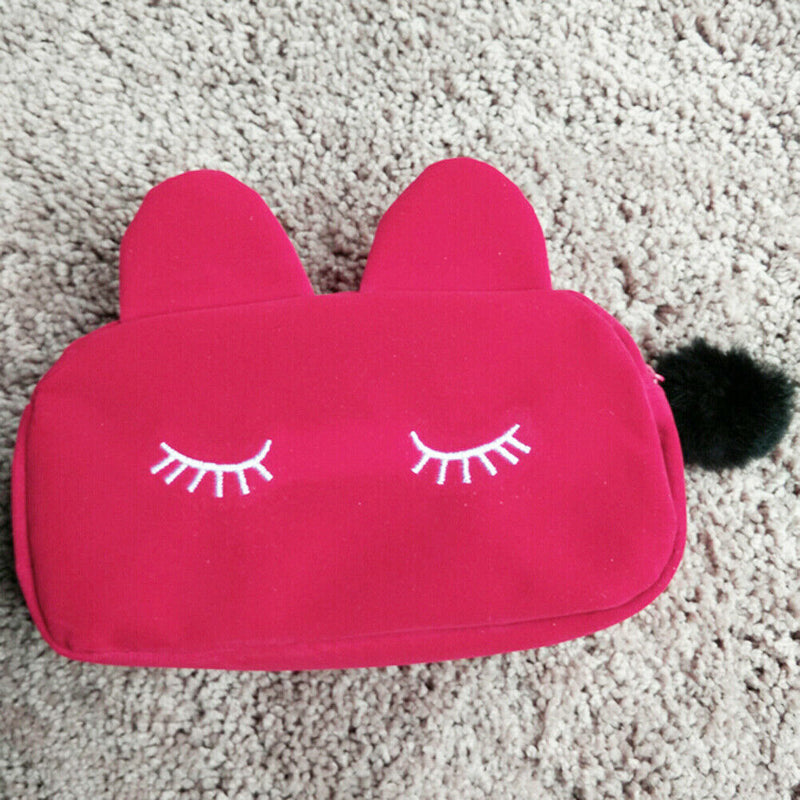 Cute Cosmetic Makeup Bag Case Handbag Travel Toiletry Organizer (Rose Red) A