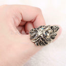 2x Men's Rhinestone Eyes Stainless Steel Lion King Head Shape Ring Party J CCA