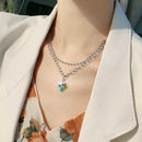 Punk Women Necklace Bead Chain Multi-layer Love Pendant Choker Jewelry Gift
