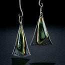 1Pair Delicate Colored Glass Earrings Women Creative Triangle Sector Earrin G3X5