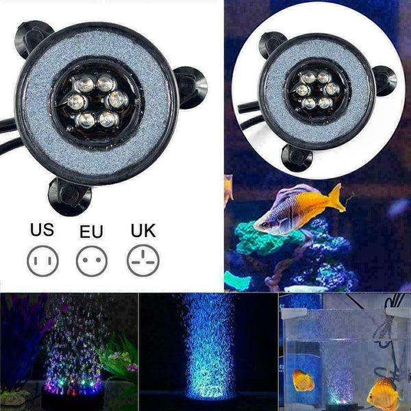 6 LED Submersible Bubble Light Air Stone For Aquarium Curtain Fish Pump Tan Q0D0