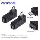 2pcs 90 Degree Mini USB Female to Micro USB Male Adapter Connector