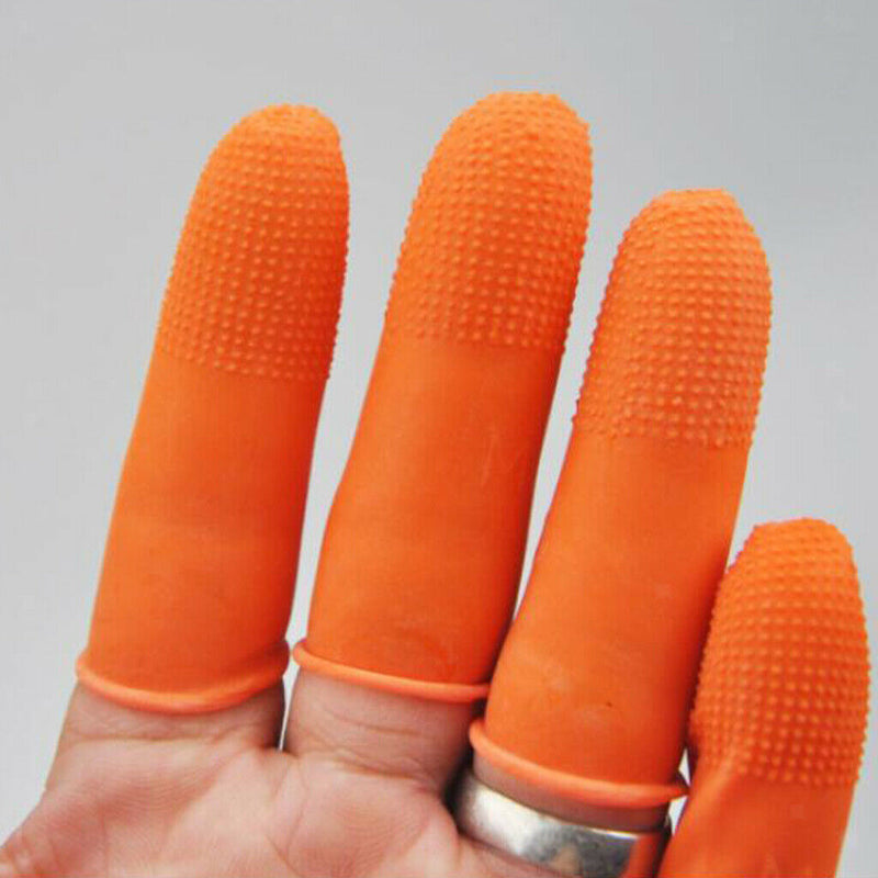 100pc Rubber Latex Fingertip Finger Cots Nail Protection 0.9inch Dia