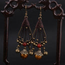 Ethnic Style Jewelry Retro Glass Copper Beaded Bell Earrings