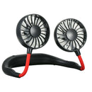 1Pc Neck Hanging Sport Mini Fan Portable USB Rechargeable Lazy Fan Black+Red