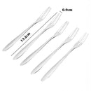 5pcs Stainless Steel Two-tine Fruit Fork Snack Dessert Forks Tableware Cake P1H5