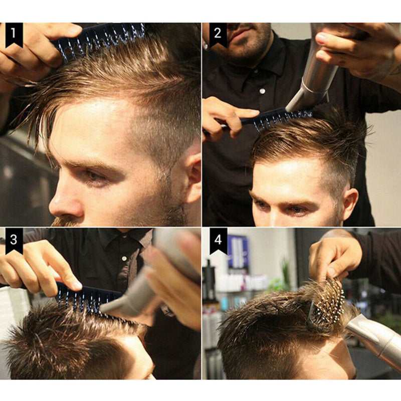 Fashion Men Hair Brush Ceramic Iron Round Comb Barber Dressing Salon Styling  TO
