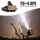 T6+4 LED 2400LM Zoomable Searchlight USB Charging Outdoor 5 LEDs Head Light