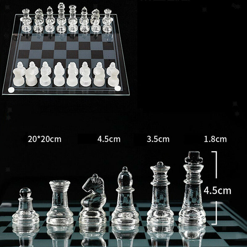 Glass Chessboard Glass Chess Set Hand Crafted for Chess Lovers Toys 20x20cm