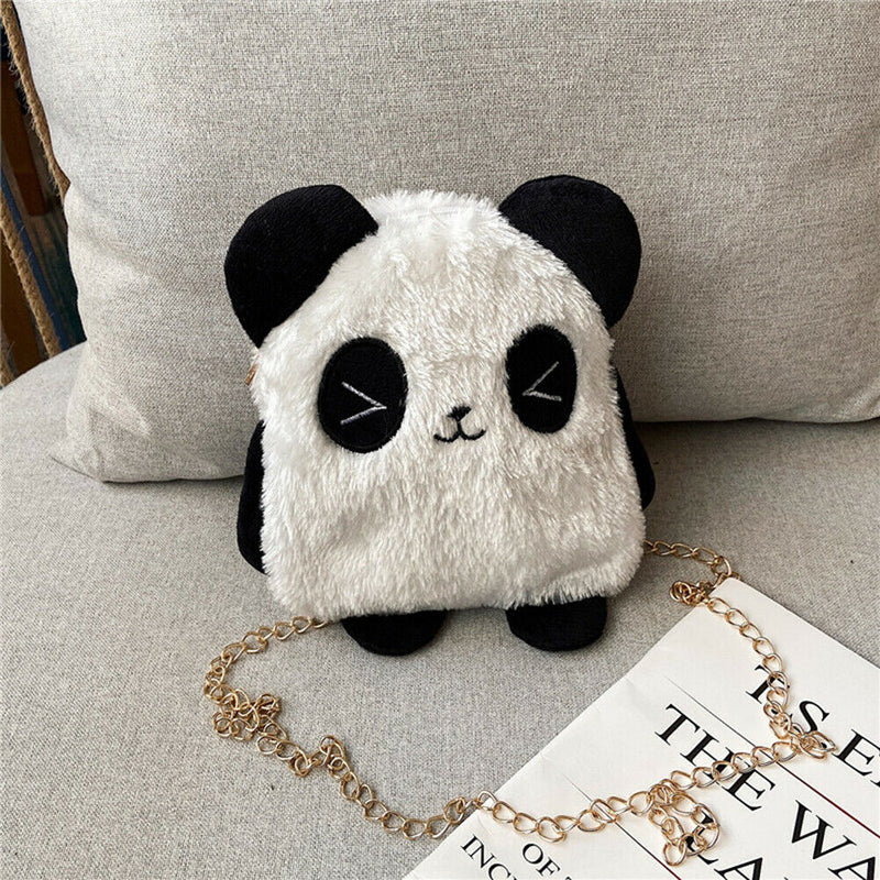 Cute Plush Panda Crossbody Handbag Women Girl Chain Shoulder Bags (Style 1)