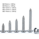 50Pcs M3* 6-14mm Truss Head Sheet Metal Self Tapping Screw Kit A4 316 Stainless