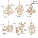 6Pcs New Christmas Tree Ornaments Hanging Xmas Tree Party Decor Wooden Pendant